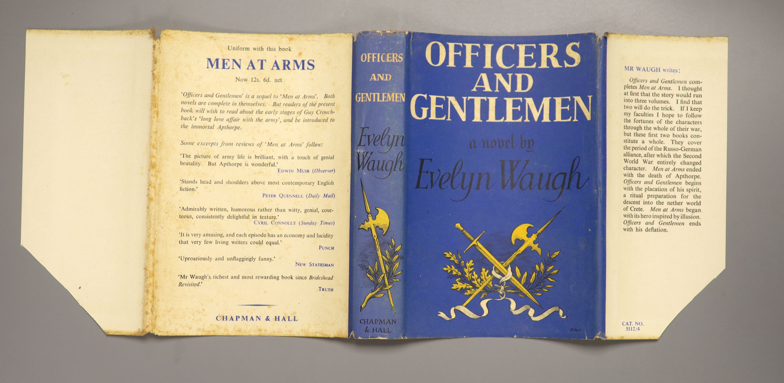 Waugh, Evelyn - 10 works - Love Among the Ruins, 1st edition, in unclipped d/j, ownership inscriptions to front fly leaf, spotting to early leaves, Chapman and Hall, London, 1953; Officers and Gentlemen, 1st edition, in